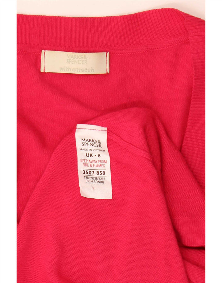 Marks & Spencer Womens Cardigan Sweater UK 8 Small Pink Viscose