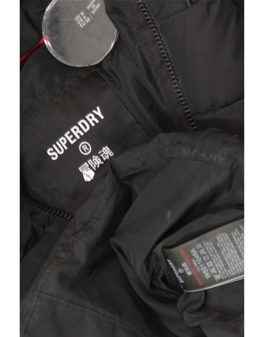 Superdry Chaqueta Acolchada Con Capucha Gráfica Para Mujer UK 8 Small Poliéster Negro