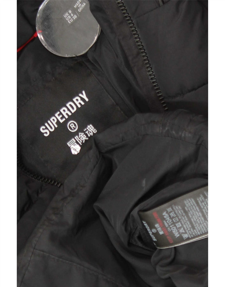 Superdry Chaqueta Acolchada Con Capucha Gráfica Para Mujer UK 8 Small Poliéster Negro