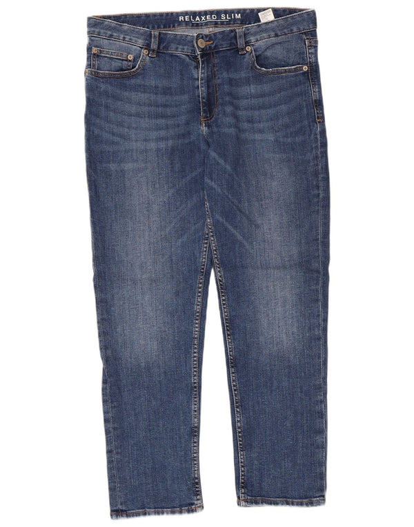 Marks & Spencer Womens Crop Slim Jeans UK 12 Medium W32 L26 Blue