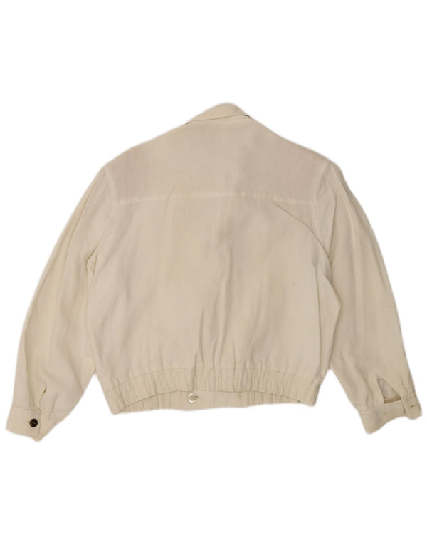 Jachetă vintage pentru femei cu piept dublu EU 38 Medium Off White
