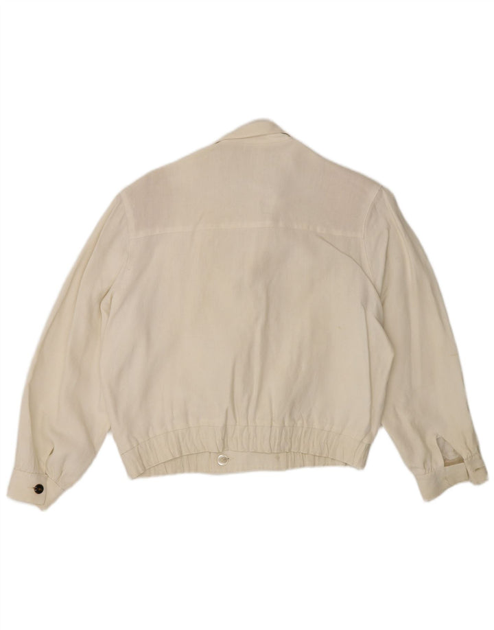 Jachetă vintage pentru femei cu piept dublu EU 38 Medium Off White