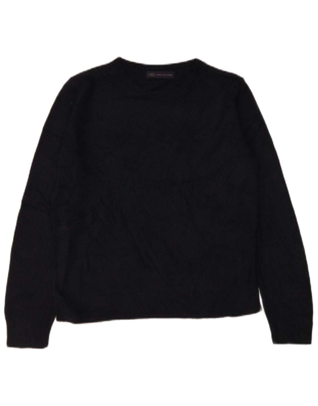 Marks & Spencer Womens Boat Neck Jumper Sweater UK 12 Medium Navy Blue