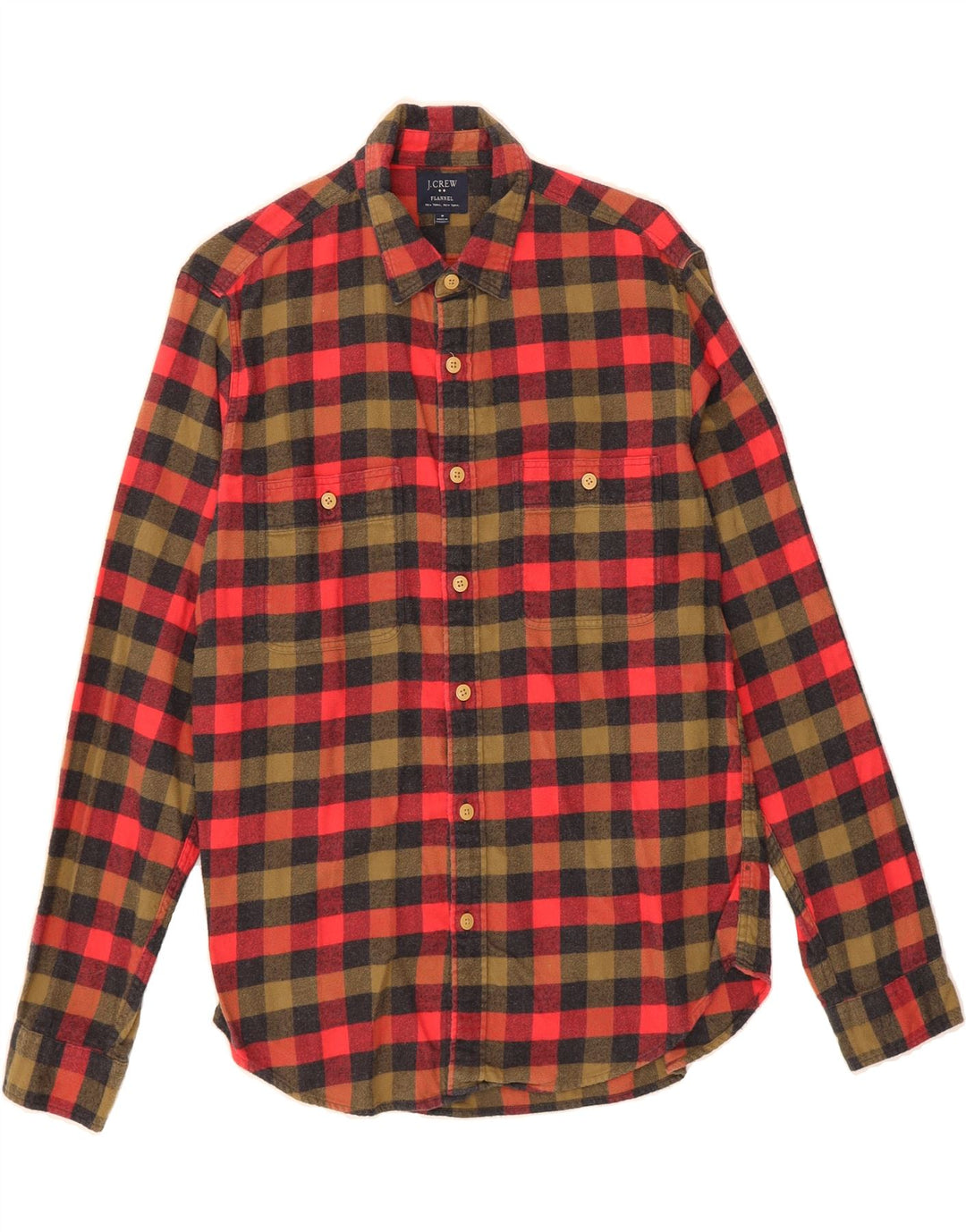 J. CREW Mens Flannel Shirt Medium Multicoloured Gingham Cotton Vintage J. Crew and Second-Hand J. Crew from Messina Hembry 