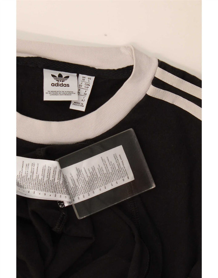 Adidas Womens Top Long Sleeve UK 10 Small Black Cotton