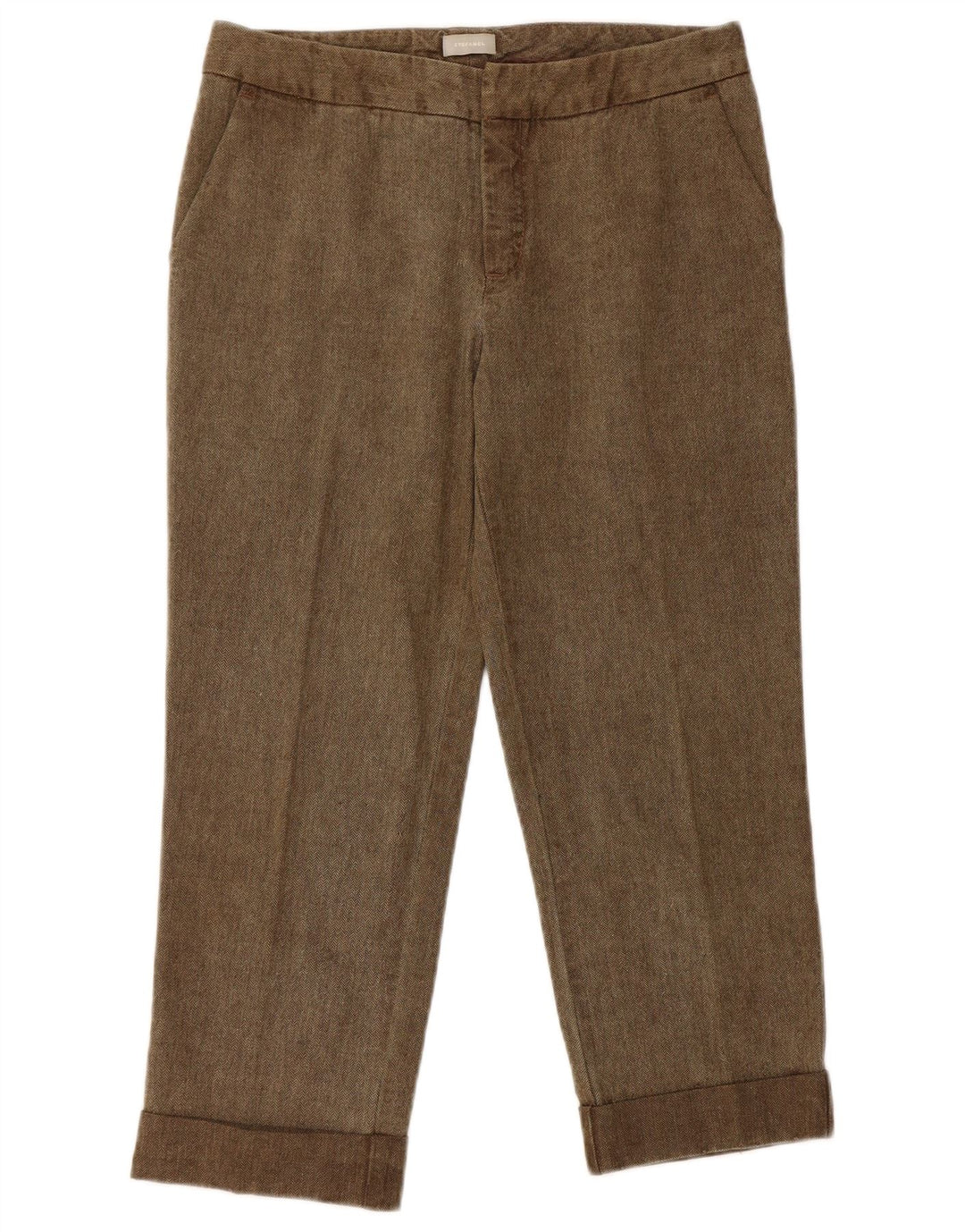 Pantaloni cropped da donna Stefanel EU 36 Small W28 L21 Marrone a spina di pesce