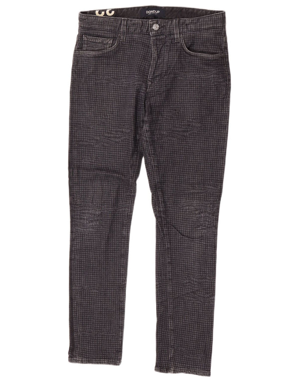 Dondup Mens Slim Jeans W32 L30 Cinza Houndstooth Algodão