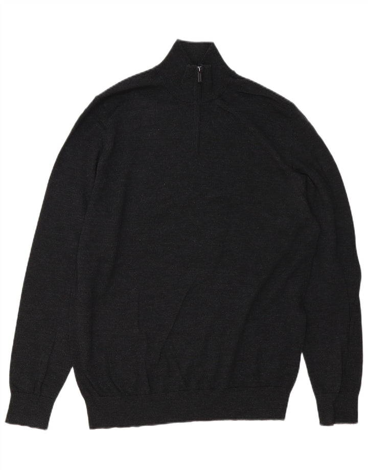 Marks & Spencer Herren Autograph Pullover mit Reißverschluss am Hals Mittelgrau