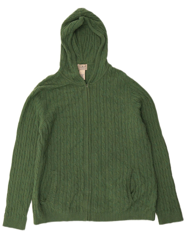 Γυναικείο πουλόβερ ζακέτα με κουκούλα L.L.Bean UK 18 XL πράσινο μαλλί