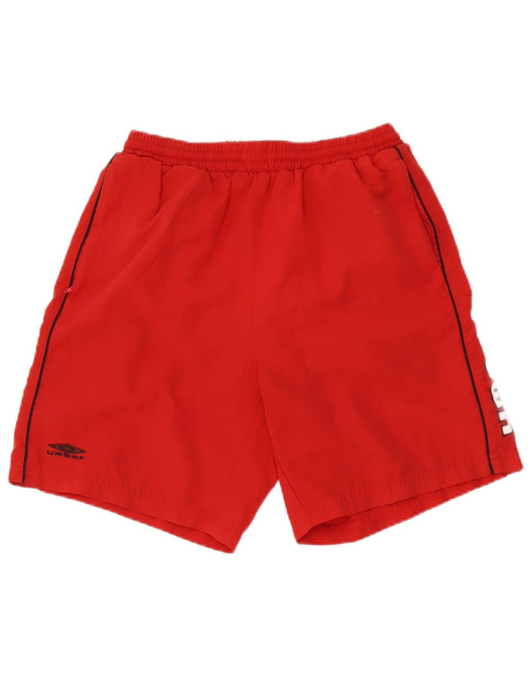 Pantaloni scurti sport grafic Umbro pentru bărbați, poliester roșu mic