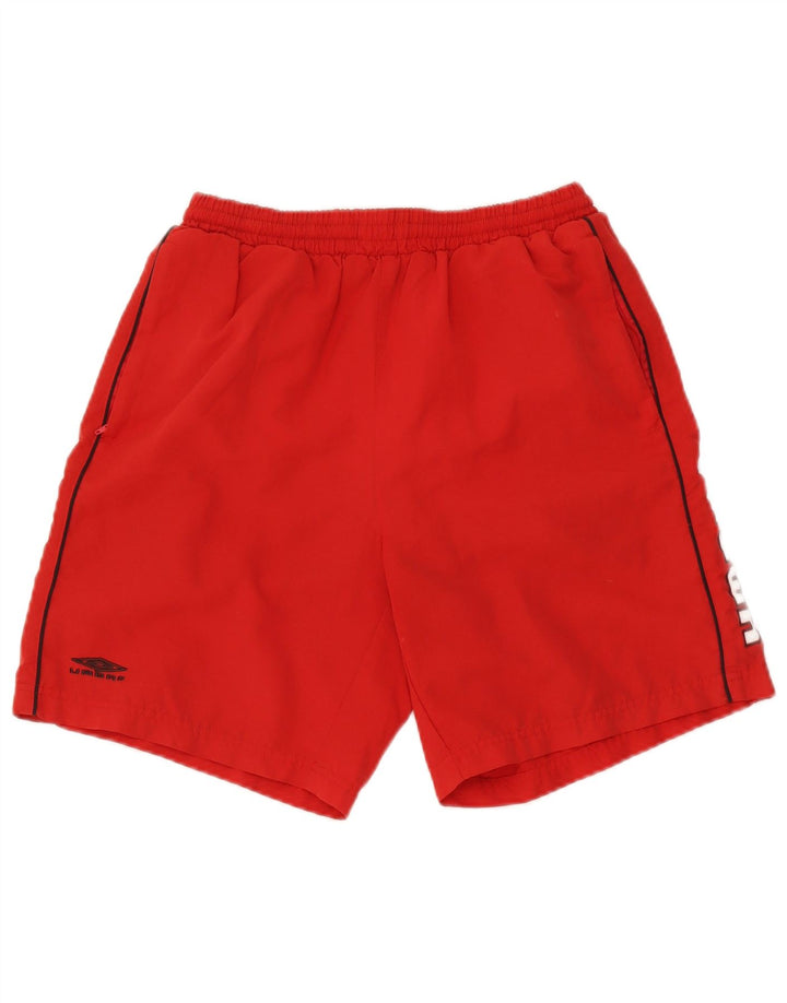 Pantaloni scurti sport grafic Umbro pentru bărbați, poliester roșu mic