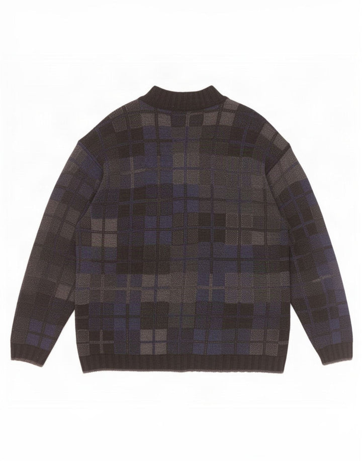 Mapier Mens Cardigan Sweater Large Blue Geometric