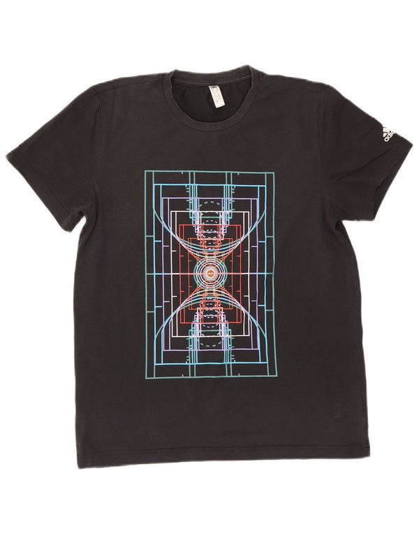Adidas Mens Climalite Graphic T-Shirt Top Medium Black Cotton