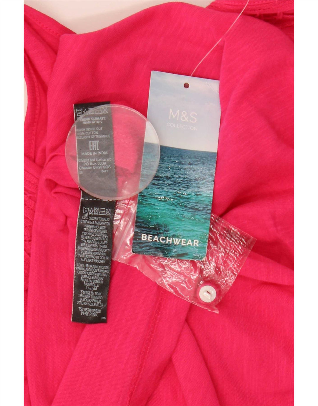 Marks & Spencer Dame Ærmeløs Playsuit UK 14 Medium Pink Bomuld
