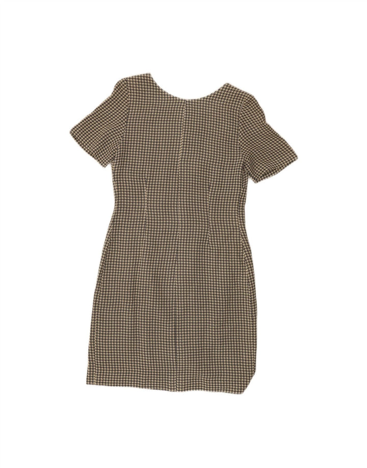 METRADAMO Womens Sheath Dress UK 10 Small Beige Houndstooth Vintage Metradamo and Second-Hand Metradamo from Messina Hembry 