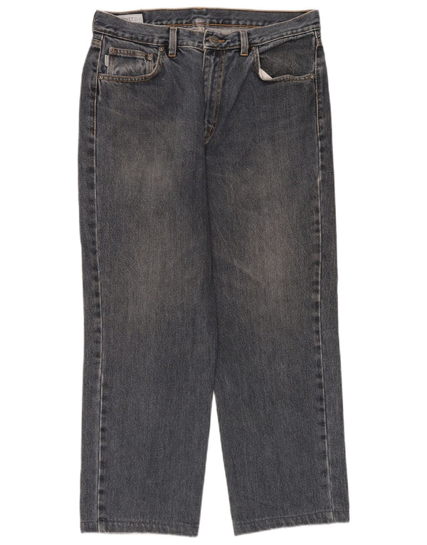 Belfe Mens Cropped Jeans W33 L26 Blue Cotton