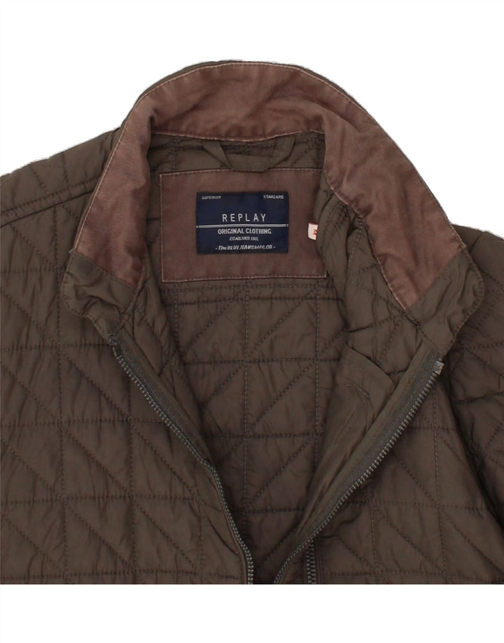 REPLAY Womens Quilted Jacket UK 14 Medium Grey Polyamide Vintage Replay and Second-Hand Replay from Messina Hembry 