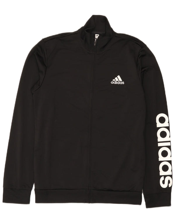 Adidas Herre grafisk træningsdragt Topjakke UK 38/40 Medium Sort Polyester
