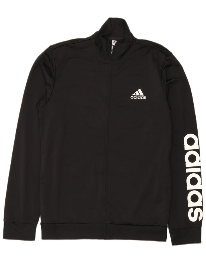 Adidas Mens Graphic Chándal Top Chaqueta UK 38/40 Mediano Negro Poliéster