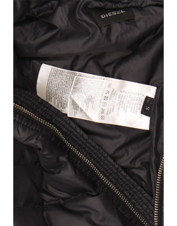 DIESEL Mens Hooded Padded Jacket UK 36 Small Black Nylon