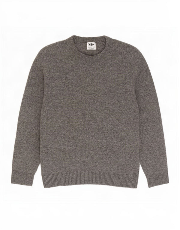 Maglione Zara da uomo con scollo a barca piccolo in lana grigia