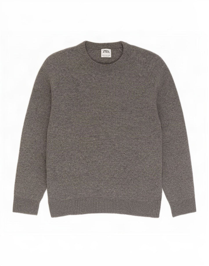 Maglione Zara da uomo con scollo a barca piccolo in lana grigia