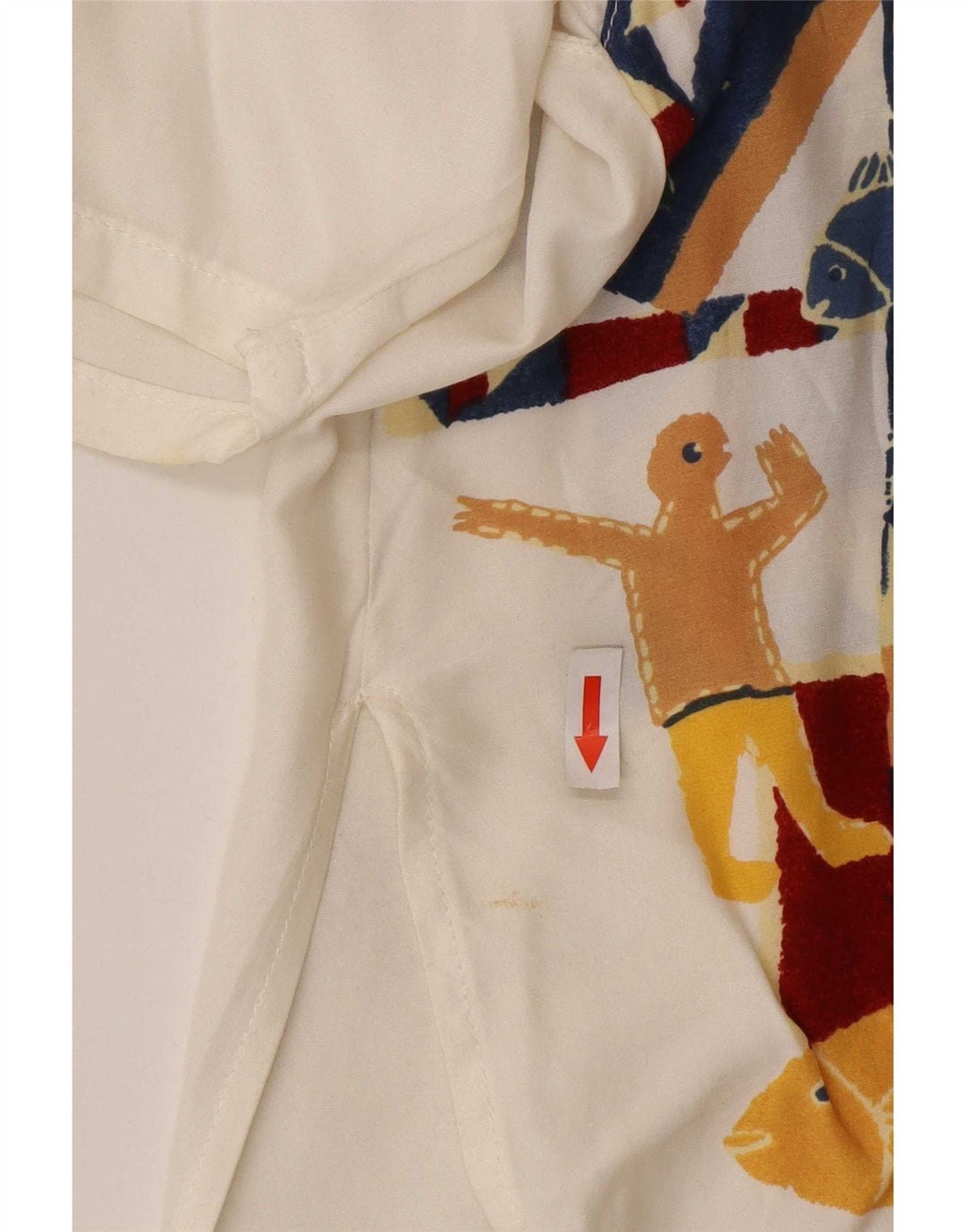 ACCORDO kvinders abstrakt mønster kortærmet skjortebluse UK 16 Large White