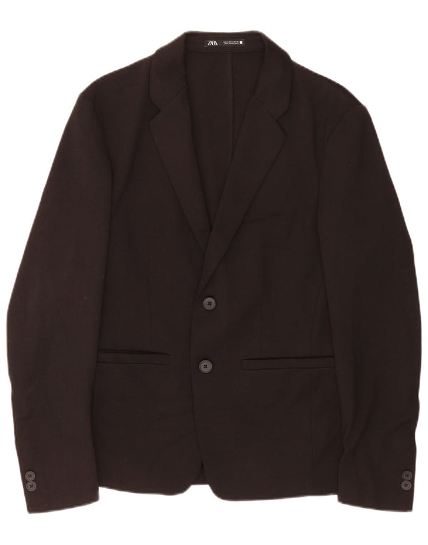 Jaqueta blazer masculina Zara com 2 botões UK 36 pequena preta viscose clássica