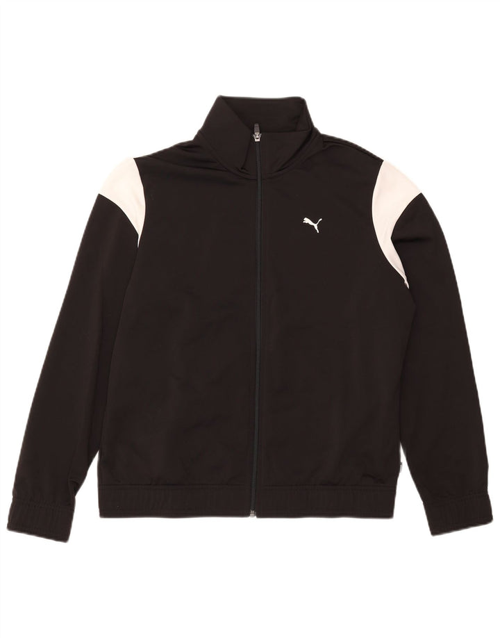 PUMA Damen-Trainingsanzug-Top-Jacke UK 14 Mittelschwarzes Colourblock-Polyester