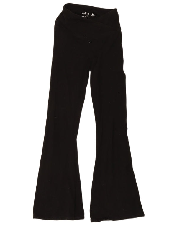 Hollister Damen Flared High Waist Leggings UK 6 XS Schwarz Baumwolle