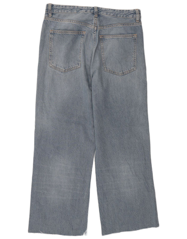 Zara Womens High Waist Wide Leg Jeans EU 42 Large W32 L26 Blue Cotton