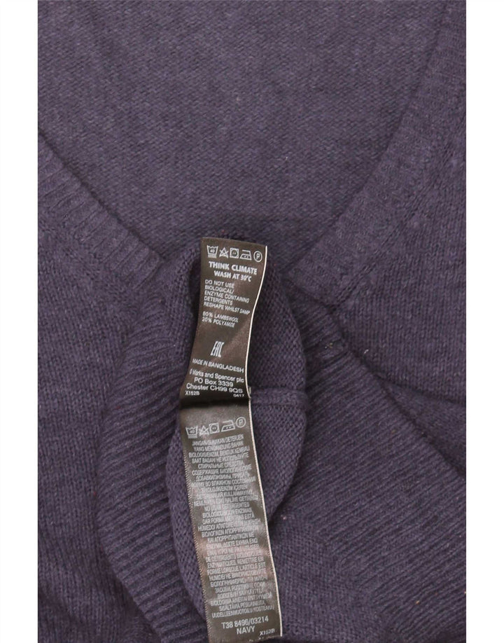 Marks & Spencer Womens V-Neck Jumper Sweater UK 10 Small Navy Blue