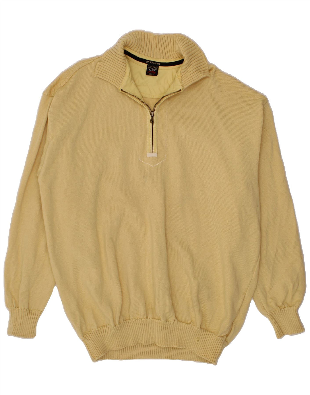 PAUL & SHARK Mens Zip Neck Jumper Sweater 3XL Yellow Wool