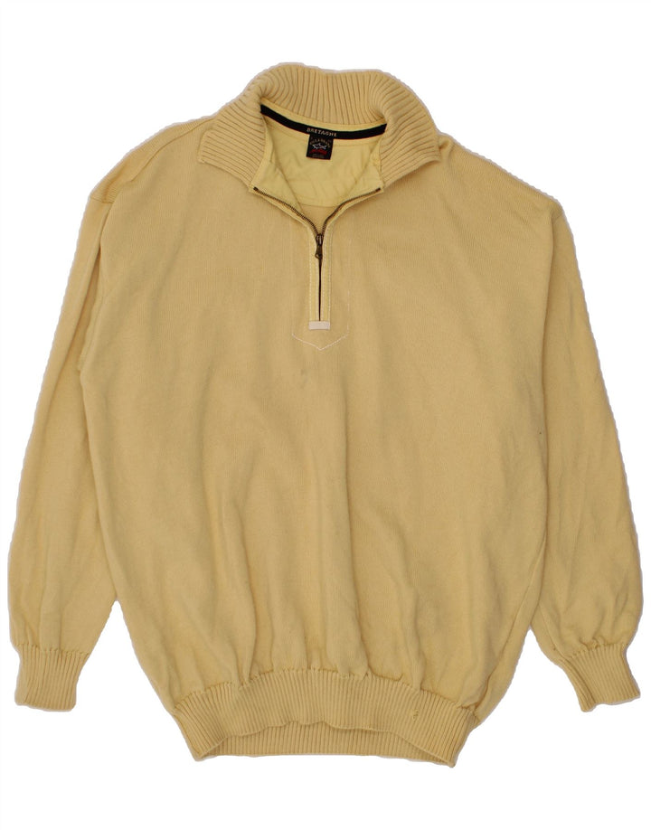 PAUL & SHARK Mens Zip Neck Jumper Sweater 3XL Yellow Wool