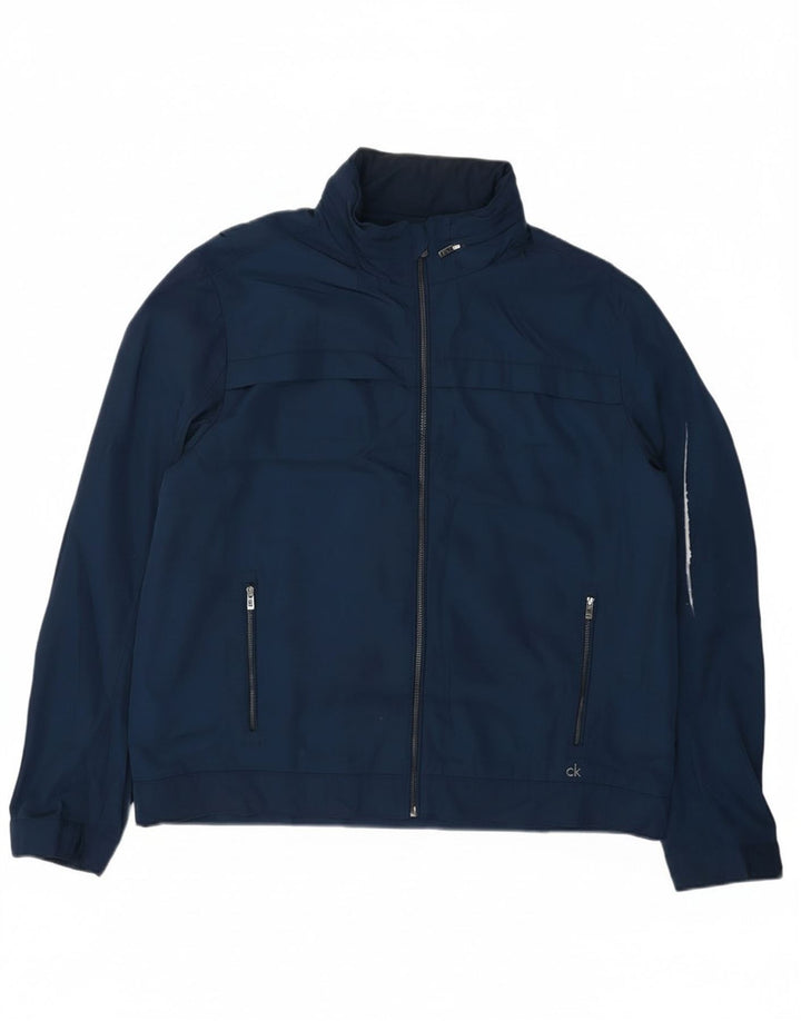 Calvin Klein Mens Bomber Jacket UK 42 XL Navy Blue Polyester