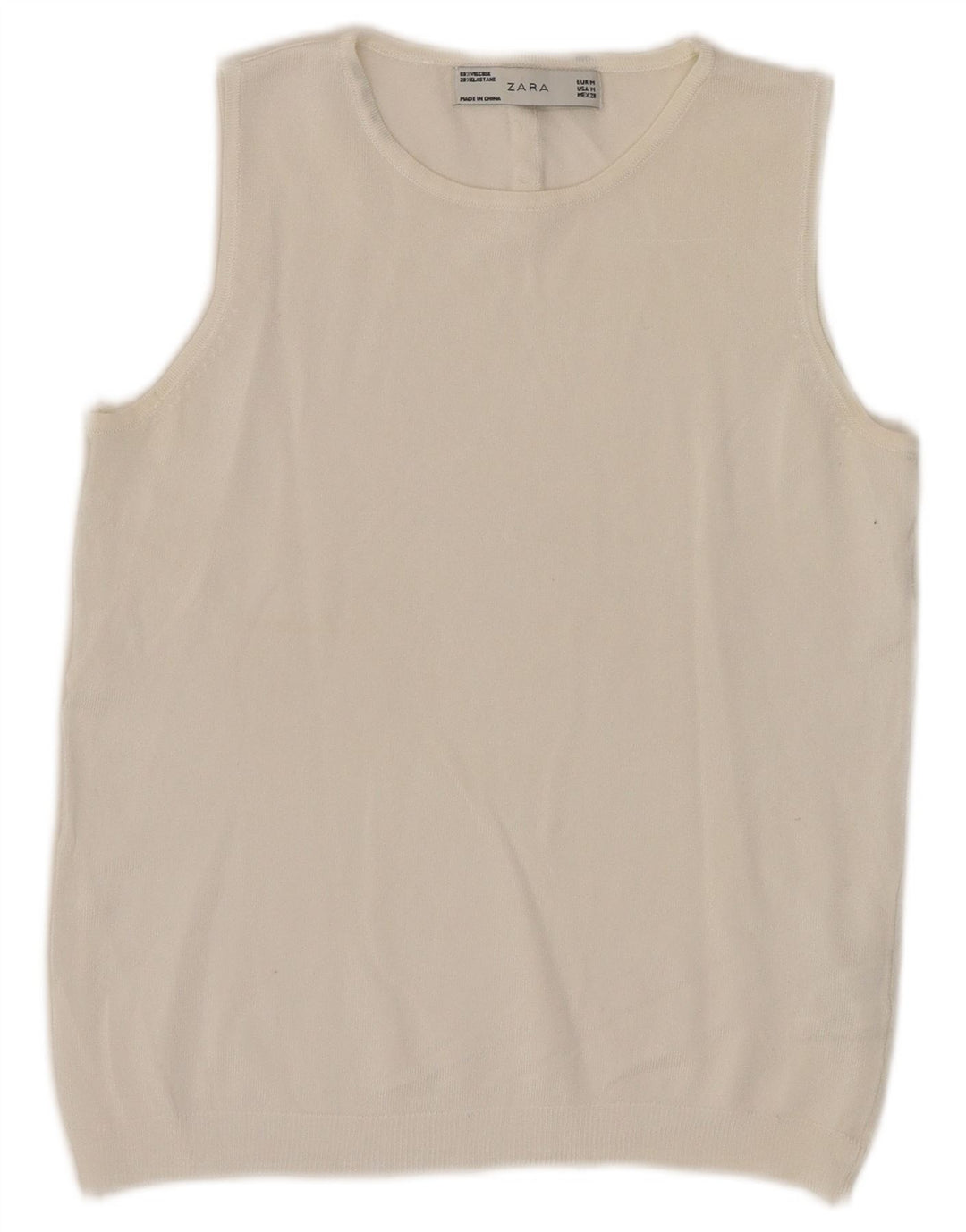 Zara Womens Crop Vest Top UK 12 Medium White Viscose