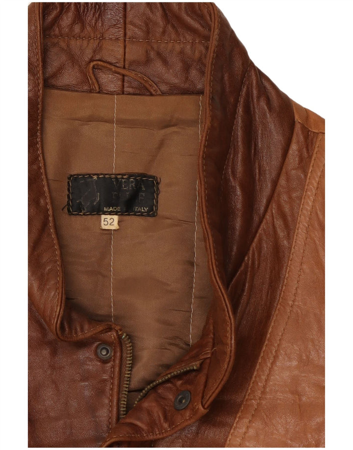 Vintage Herren Lederjacke IT 52 XL Braunes Colourblock-Leder