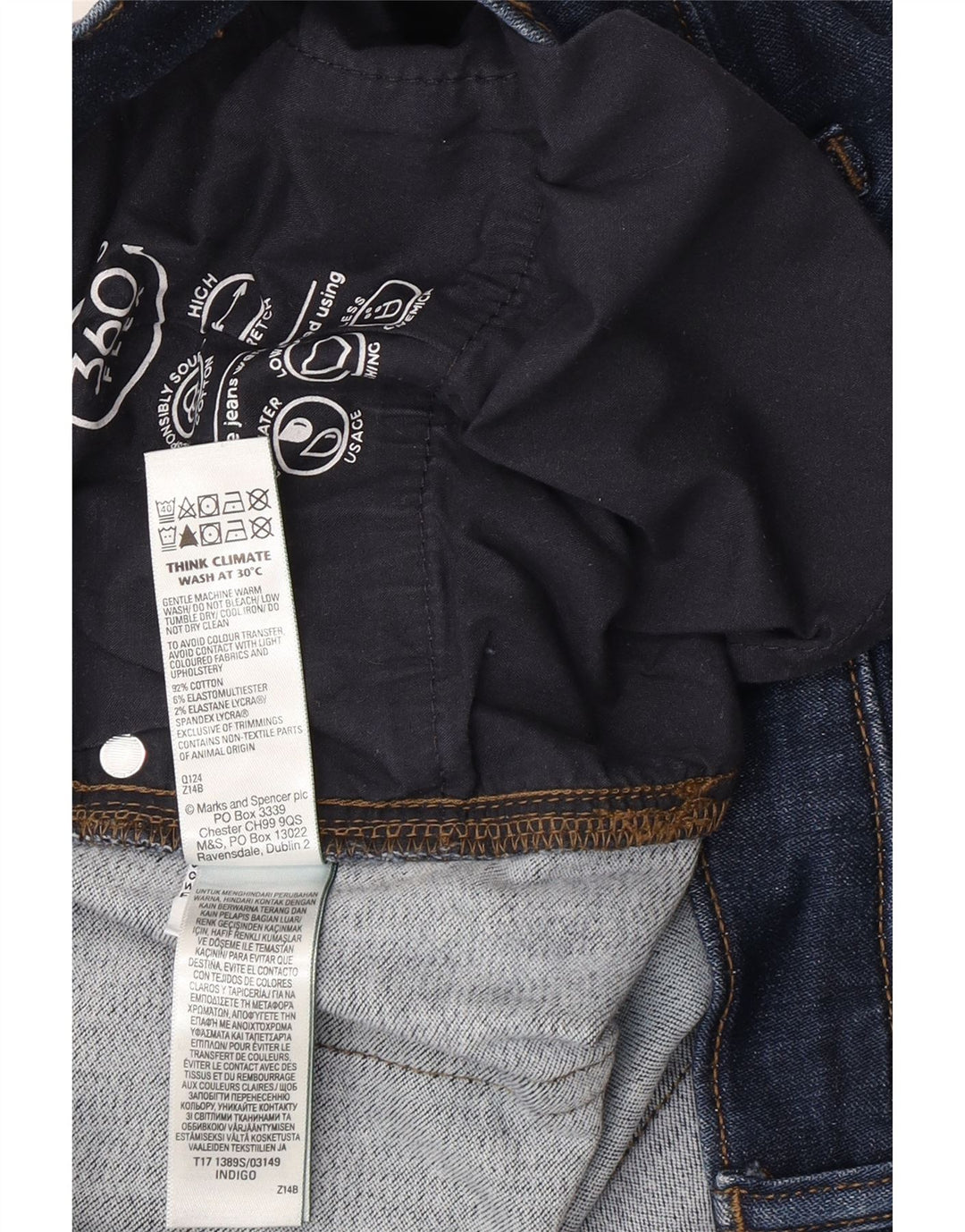 Marks & Spencer Mens Regular Slim Jeans W36 L31 Navy Blue Cotton
