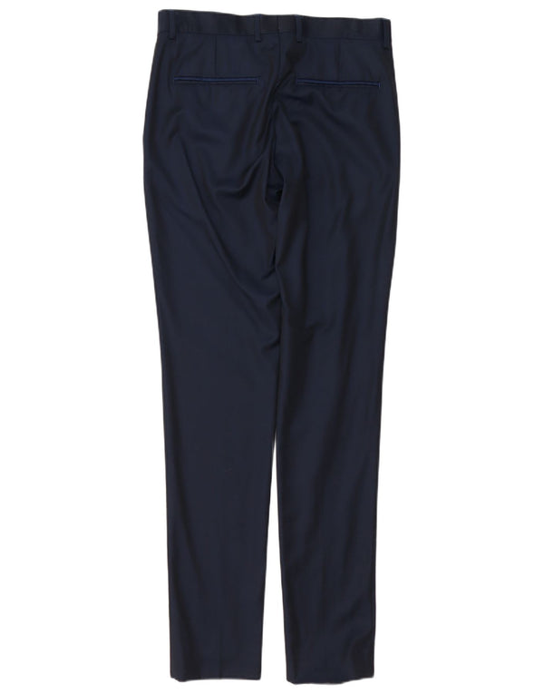 Zara Mens Slim Chino Trousers EU 38 Small W30 L34 Navy Blue Wool