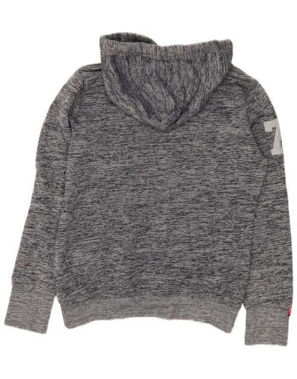 Felpa con cappuccio grafica da donna Superdry UK 16 grande cotone chiazzato grigio
