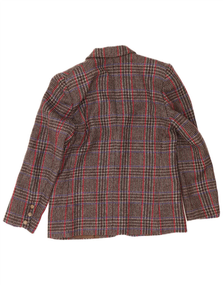 Vintage dame 2-knaps blazerjakke IT 44 Medium Brown Houndstooth Uld