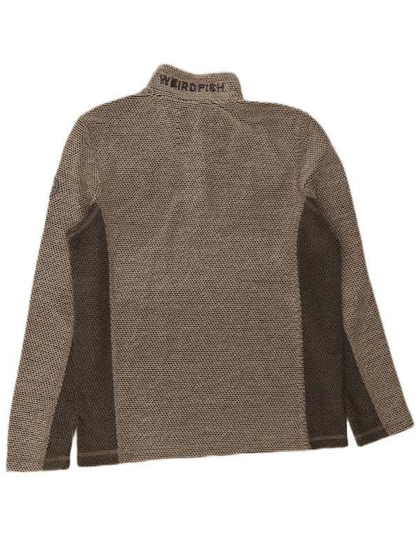 Weird Fish Sweat-Shirt Graphique à Col Zippé Homme Gris Moyen Colorblock