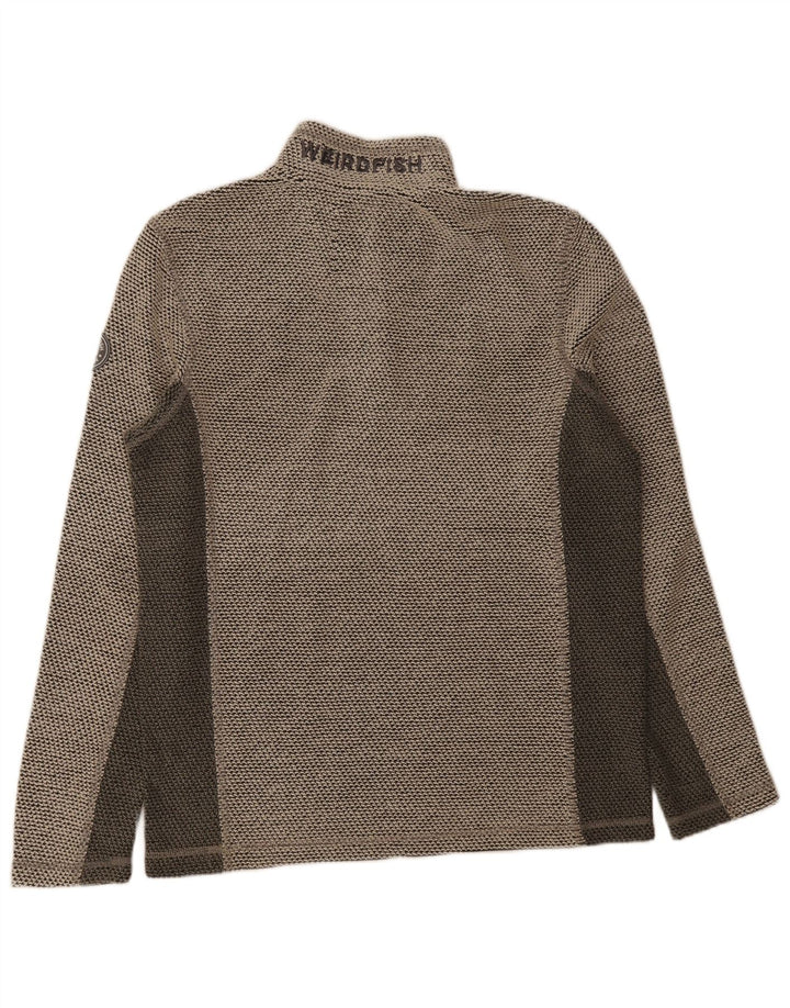 Weird Fish Herre Grafisk Zip Neck Sweatshirt Jumper Medium Grey Colourblock