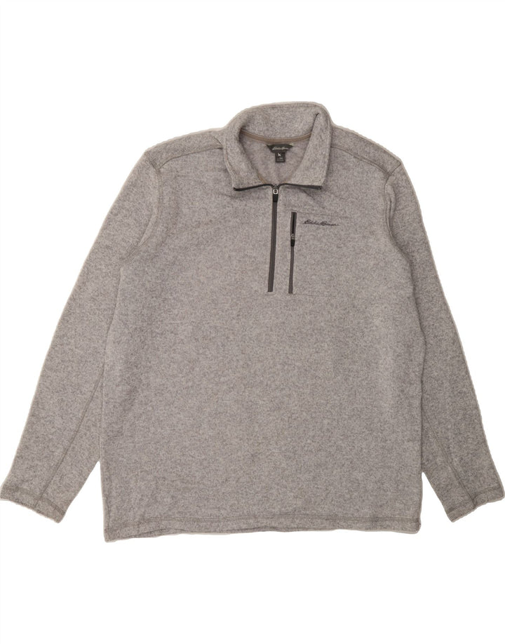 EDDIE BAUER Mens Zip Neck Sweatshirt Jumper 2XL Grey Polyester Vintage Eddie Bauer and Second-Hand Eddie Bauer from Messina Hembry 