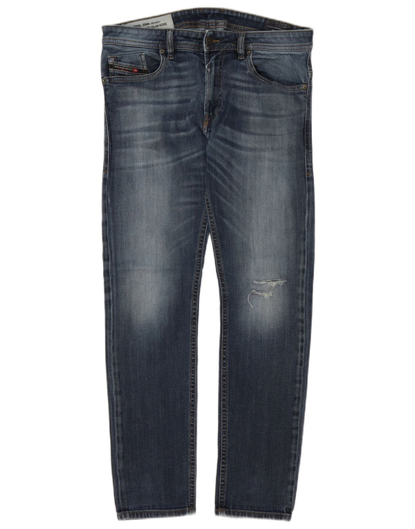 Jeans slim invecchiati da uomo Diesel W32 L32 in cotone blu