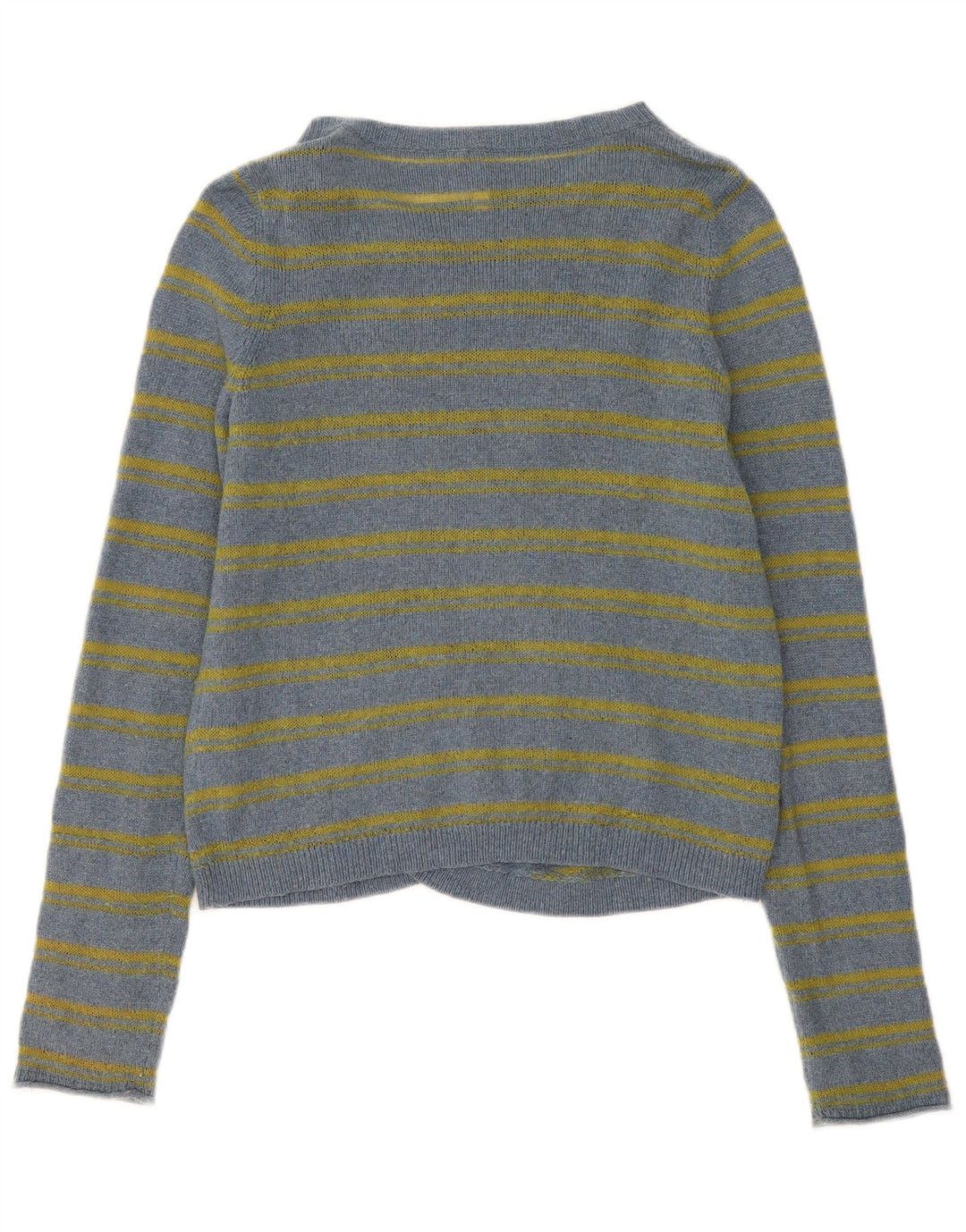 White Stuff Womens Open Cardigan Sweater UK 12 Medium Blue Striped Cotton