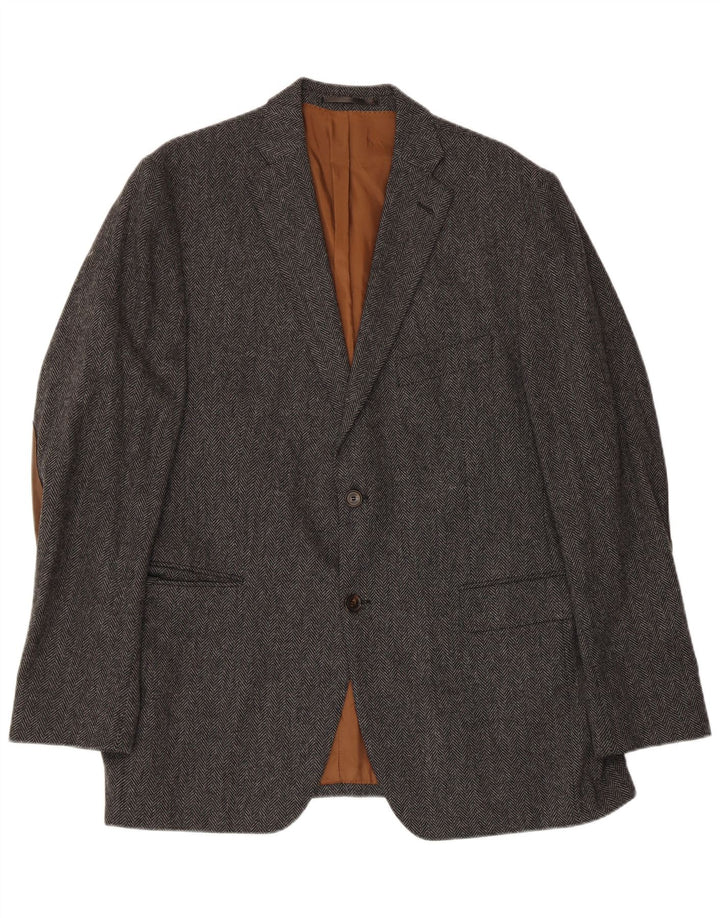 Giacca blazer vintage da uomo a 2 bottoni IT 56 3XL Lana a spina di pesce grigia