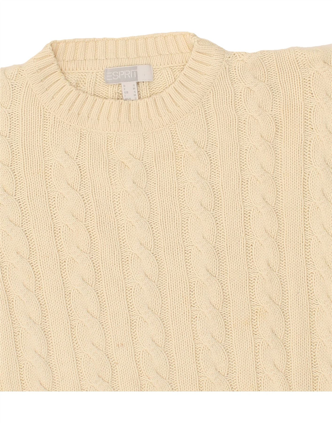 ESPRIT Womens Oversized Crew Neck Jumper Sweater UK 10 Small Beige Cotton Vintage Esprit and Second-Hand Esprit from Messina Hembry 