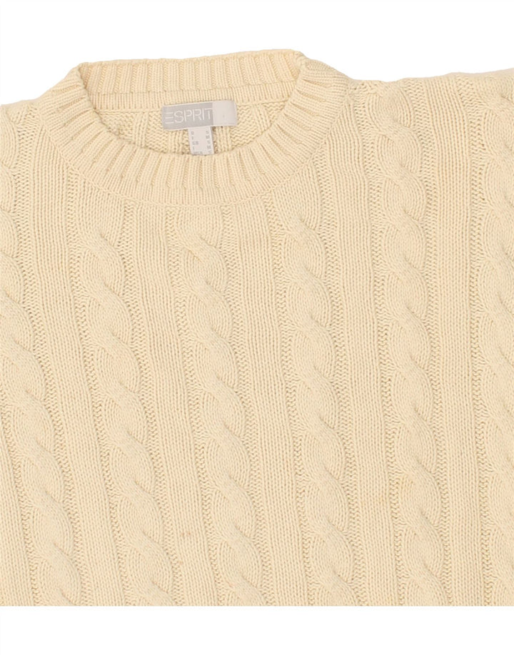 ESPRIT Womens Oversized Crew Neck Jumper Sweater UK 10 Small Beige Cotton Vintage Esprit and Second-Hand Esprit from Messina Hembry 