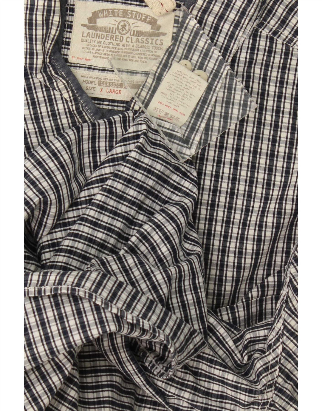 White Stuff Cămașă Classic Fit pentru bărbați XL, bumbac cu carouri bleumarin
